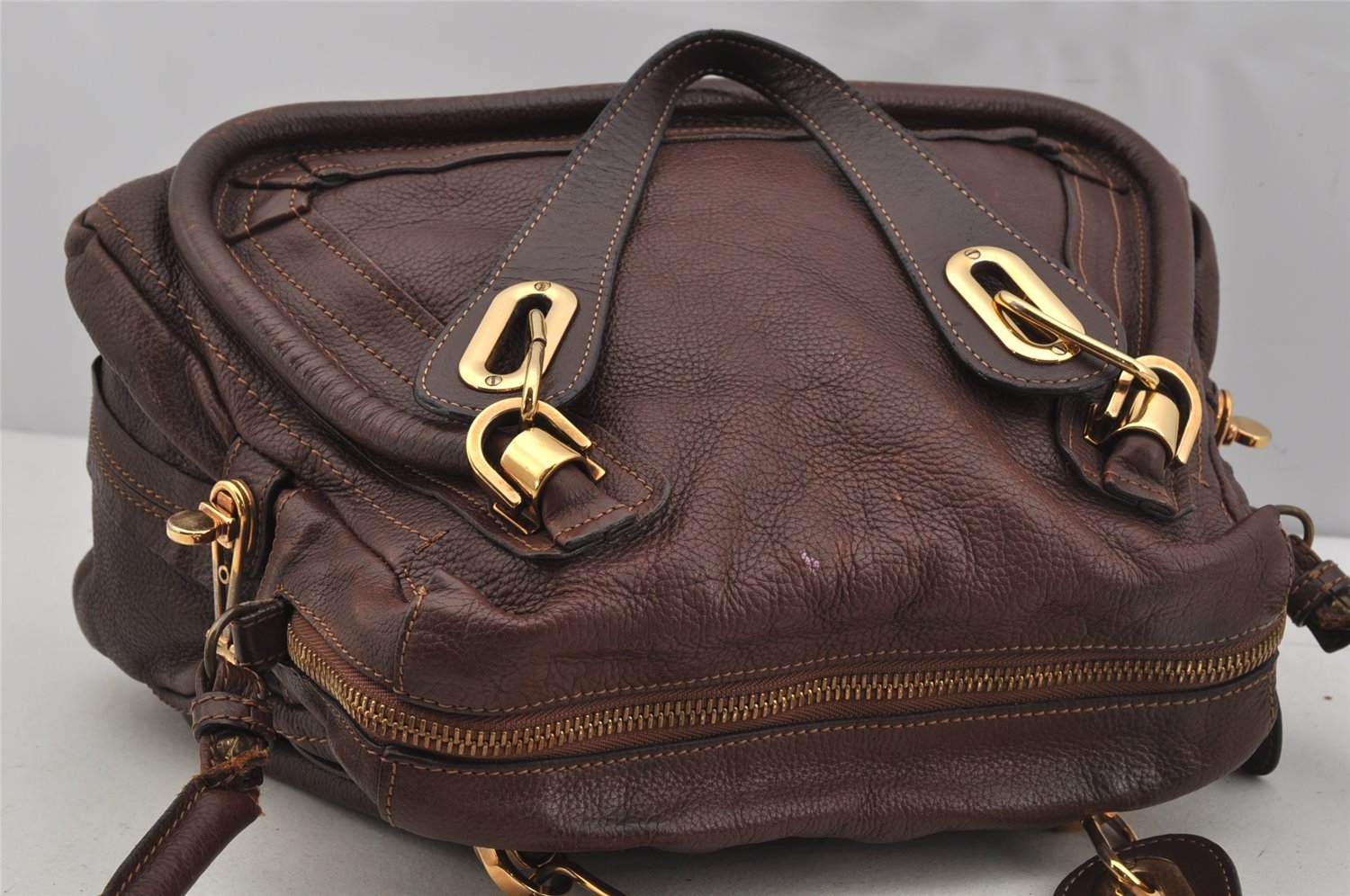 Authentic Chloe Paraty 2Way Shoulder Hand Bag Purse Leather Brown 5561J