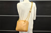 Authentic GUCCI Bamboo Chain Shoulder Cross Body Bag Leather Beige Junk 5562I