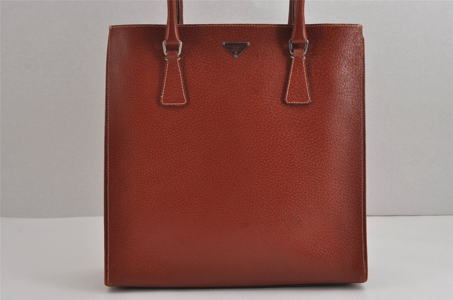 Authentic PRADA Vintage Leather Shoulder Hand Tote Bag Brown 5563J