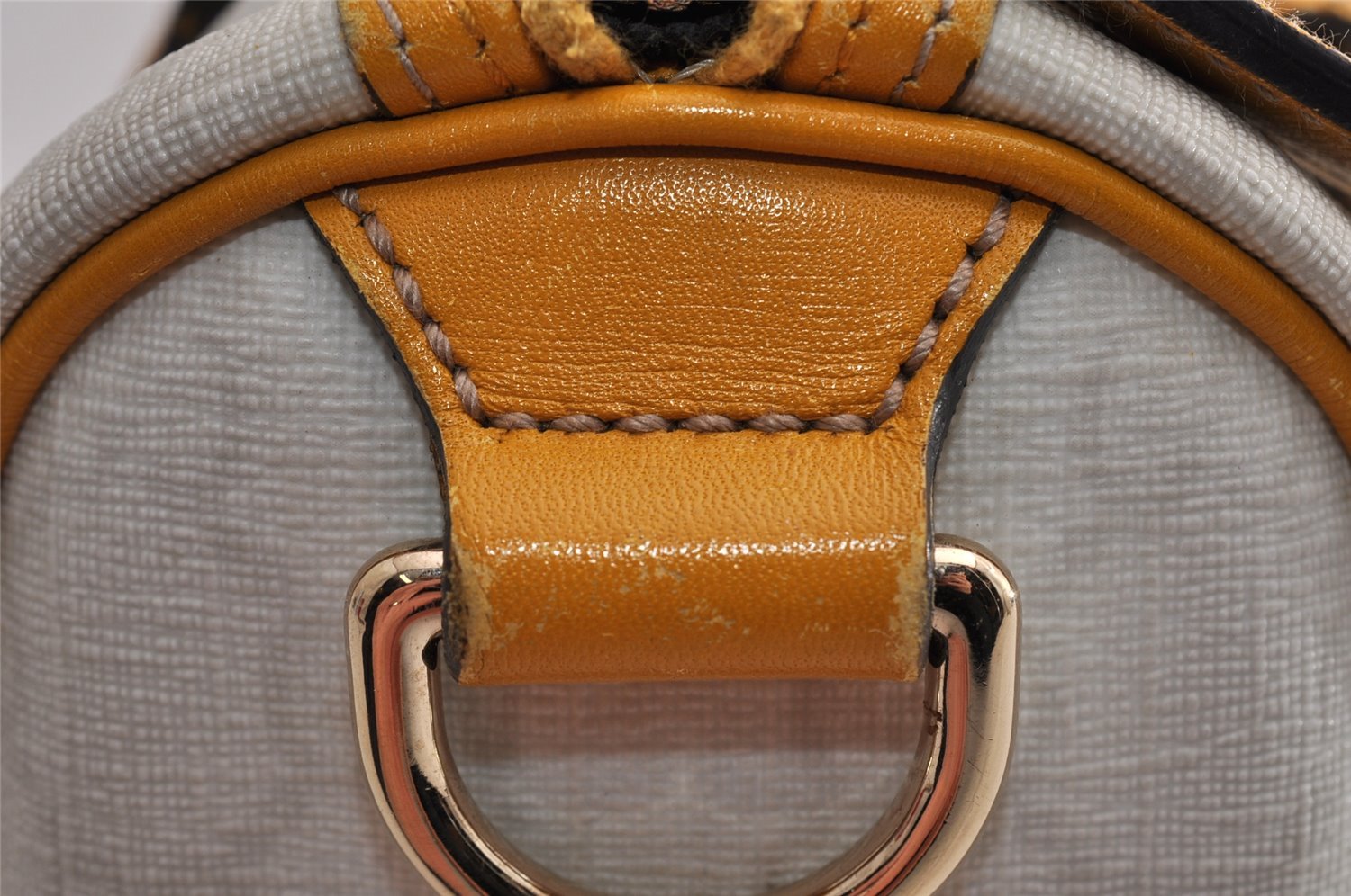 Authentic GUCCI Hand Boston Bag Purse GG PVC Leather 193604 White 5564I