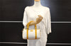 Authentic GUCCI Hand Boston Bag Purse GG PVC Leather 193604 White 5564I