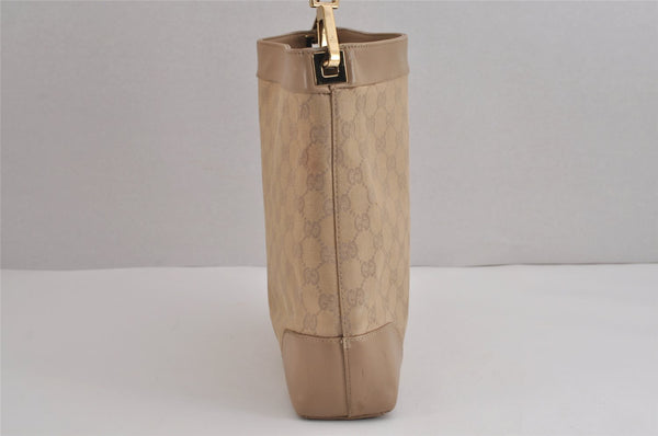 Authentic GUCCI Vintage Shoulder Bag Purse GG Canvas Leather 33900 Beige 5565J