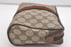 Authentic GUCCI Web Sherry Line Clutch Hand Bag GG PVC Leather Brown Junk 5566J