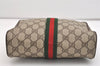 Authentic GUCCI Web Sherry Line Clutch Hand Bag GG PVC Leather Brown Junk 5566J