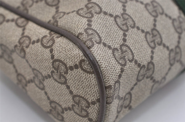 Authentic GUCCI Web Sherry Line Clutch Hand Bag GG PVC Leather Brown Junk 5566J