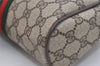 Authentic GUCCI Web Sherry Line Clutch Hand Bag GG PVC Leather Brown Junk 5566J