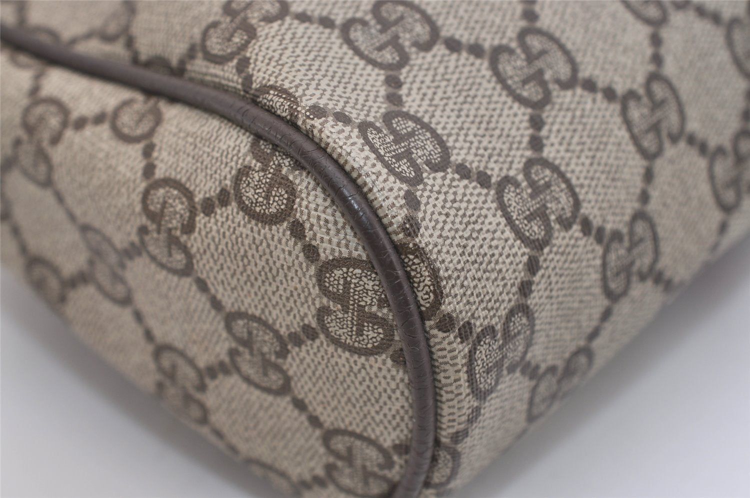 Authentic GUCCI Web Sherry Line Clutch Hand Bag GG PVC Leather Brown Junk 5566J