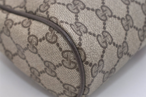 Authentic GUCCI Web Sherry Line Clutch Hand Bag GG PVC Leather Brown Junk 5566J