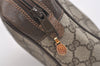 Authentic GUCCI Web Sherry Line Clutch Hand Bag GG PVC Leather Brown Junk 5566J