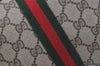 Authentic GUCCI Web Sherry Line Clutch Hand Bag GG PVC Leather Brown Junk 5566J
