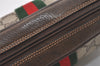 Authentic GUCCI Web Sherry Line Clutch Hand Bag GG PVC Leather Brown Junk 5566J