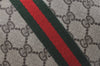 Authentic GUCCI Web Sherry Line Clutch Hand Bag GG PVC Leather Brown Junk 5566J