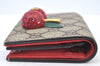 Authentic GUCCI Cherry Wallet Card Case GG PVC Leather 476050 Brown Box 5572H