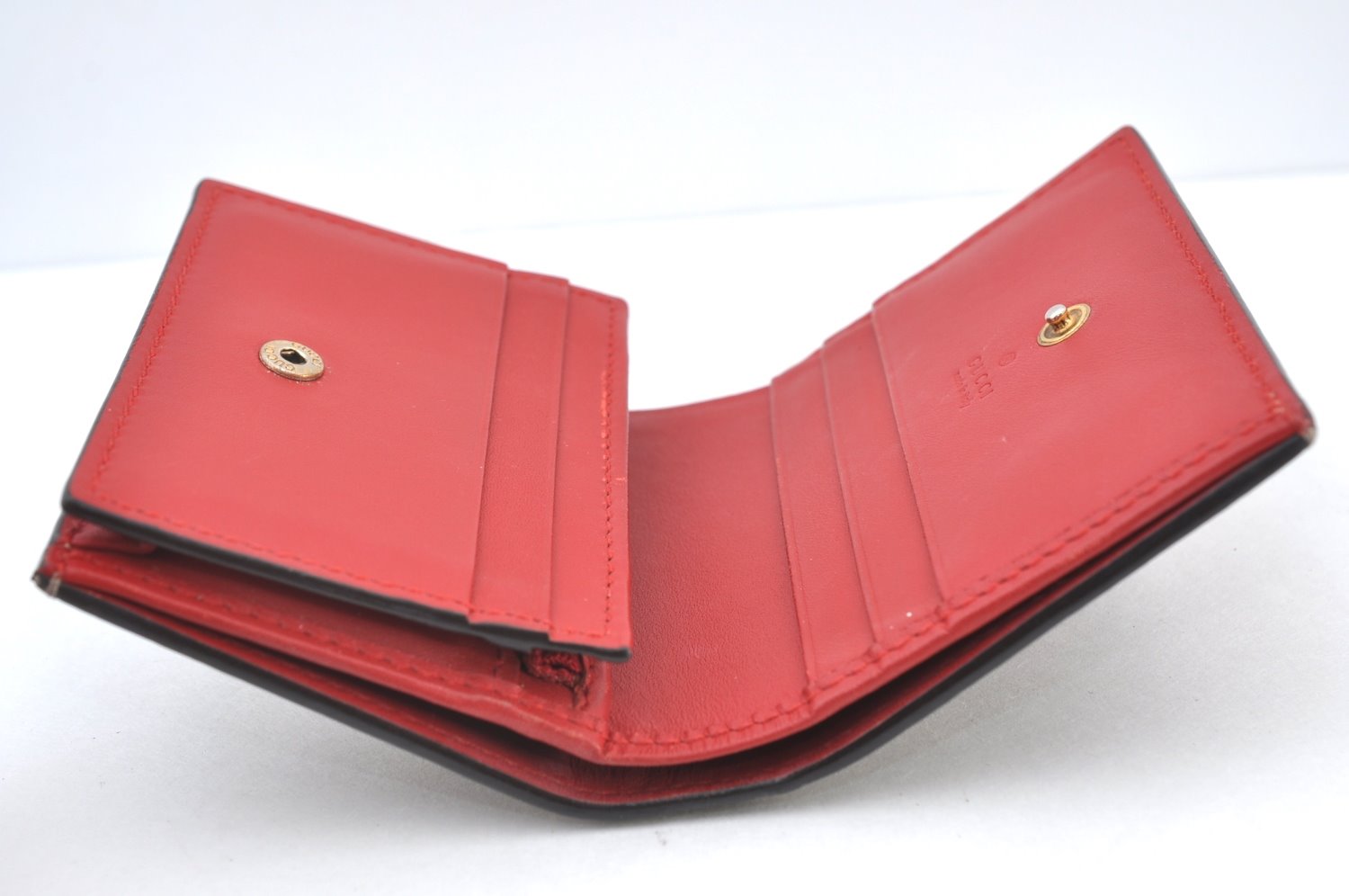 Authentic GUCCI Cherry Wallet Card Case GG PVC Leather 476050 Brown Box 5572H