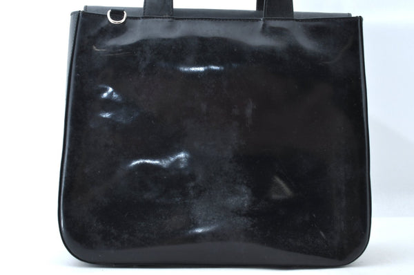 Authentic GUCCI Interlocking G Shoulder Hand Bag Enamel Black Junk 5573M