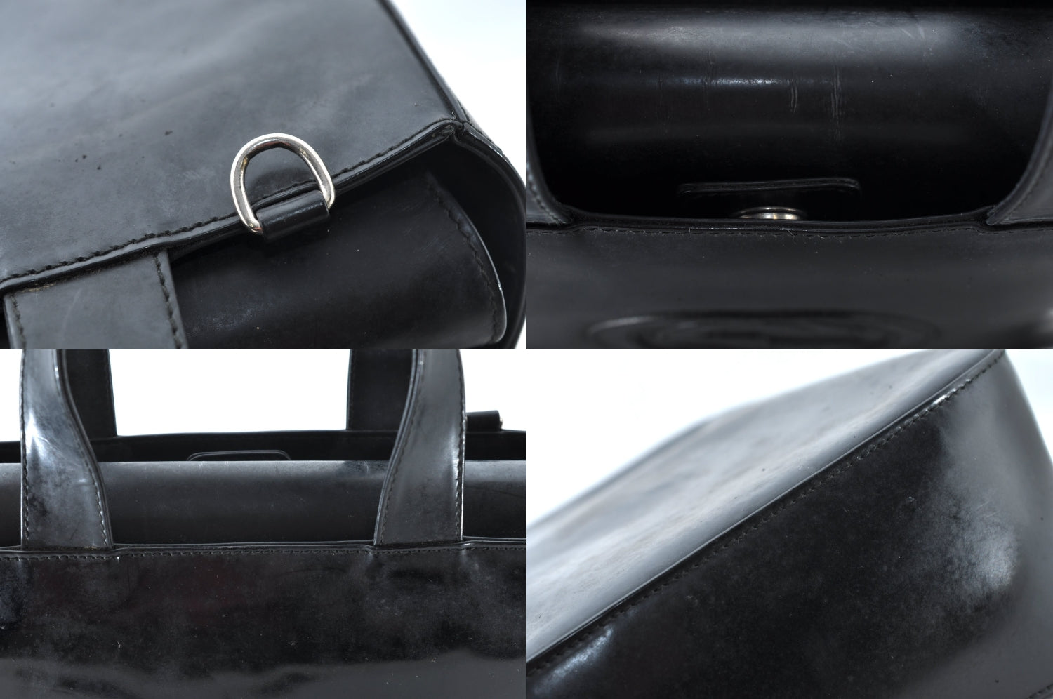 Authentic GUCCI Interlocking G Shoulder Hand Bag Enamel Black Junk 5573M