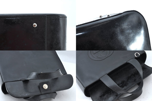 Authentic GUCCI Interlocking G Shoulder Hand Bag Enamel Black Junk 5573M