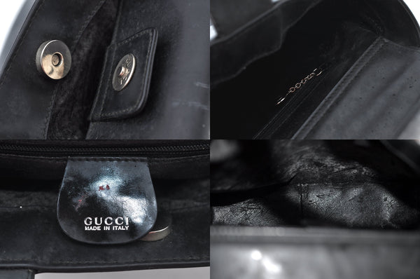 Authentic GUCCI Interlocking G Shoulder Hand Bag Enamel Black Junk 5573M