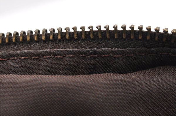 Authentic FENDI Zucca Shoulder Cross Body Bag Nylon Leather Brown Black 5574I