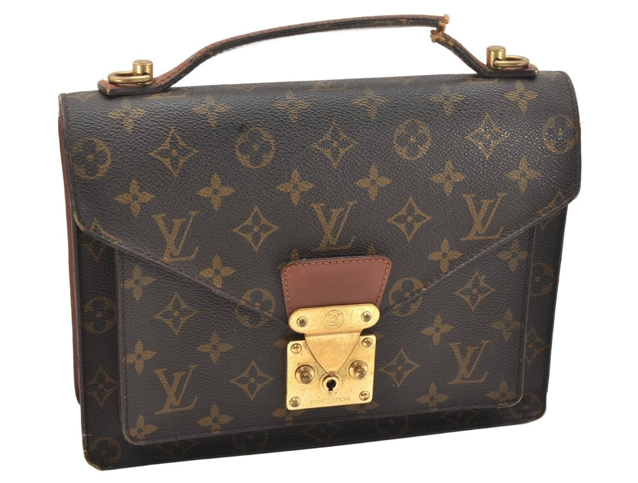 Authentic Louis Vuitton Monogram Monceau 2Way Hand Bag M51187 Junk 5577K