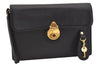 Authentic Burberrys Vintage Leather Clutch Hand Bag Purse Black 5580J