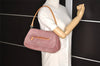 Authentic PRADA Vintage Suede Enamel Shoulder Hand Bag Purse Pink 5585I