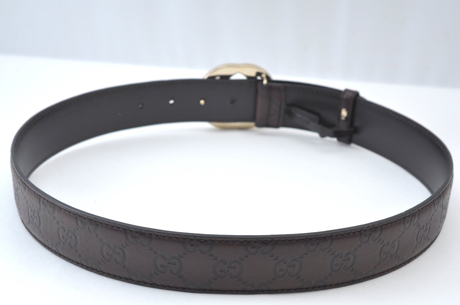 Authentic GUCCI Guccissima Interlocking Belt GG Leather 33.5