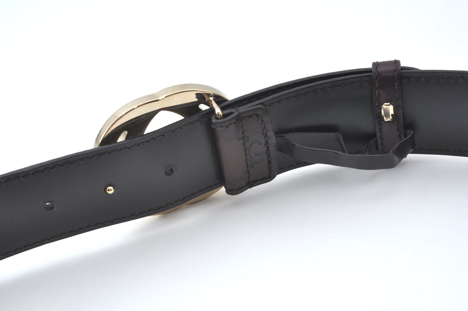 Authentic GUCCI Guccissima Interlocking Belt GG Leather 33.5