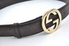 Authentic GUCCI Guccissima Interlocking Belt GG Leather 33.5" 114876 Brown 5586H