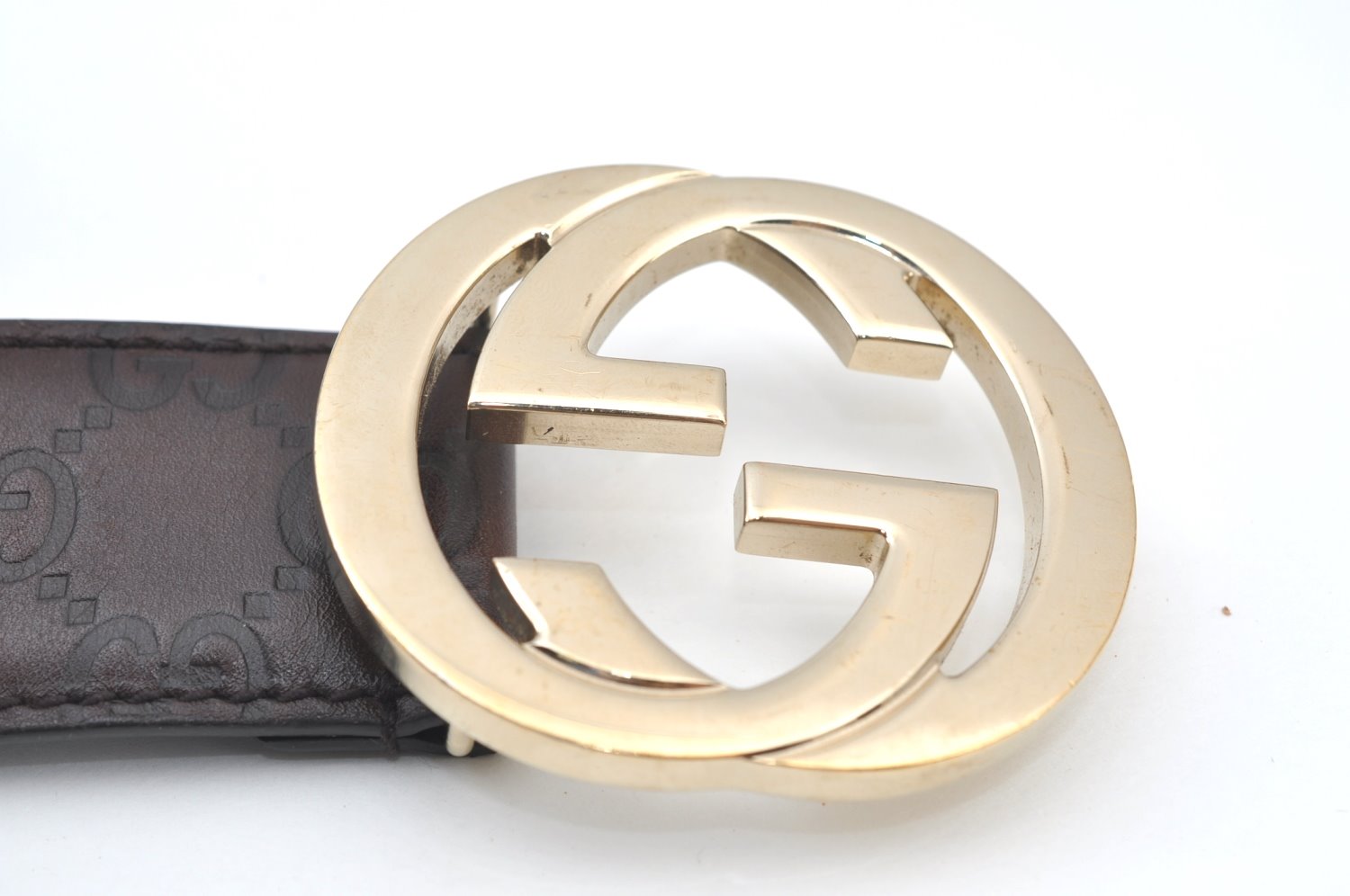 Authentic GUCCI Guccissima Interlocking Belt GG Leather 33.5