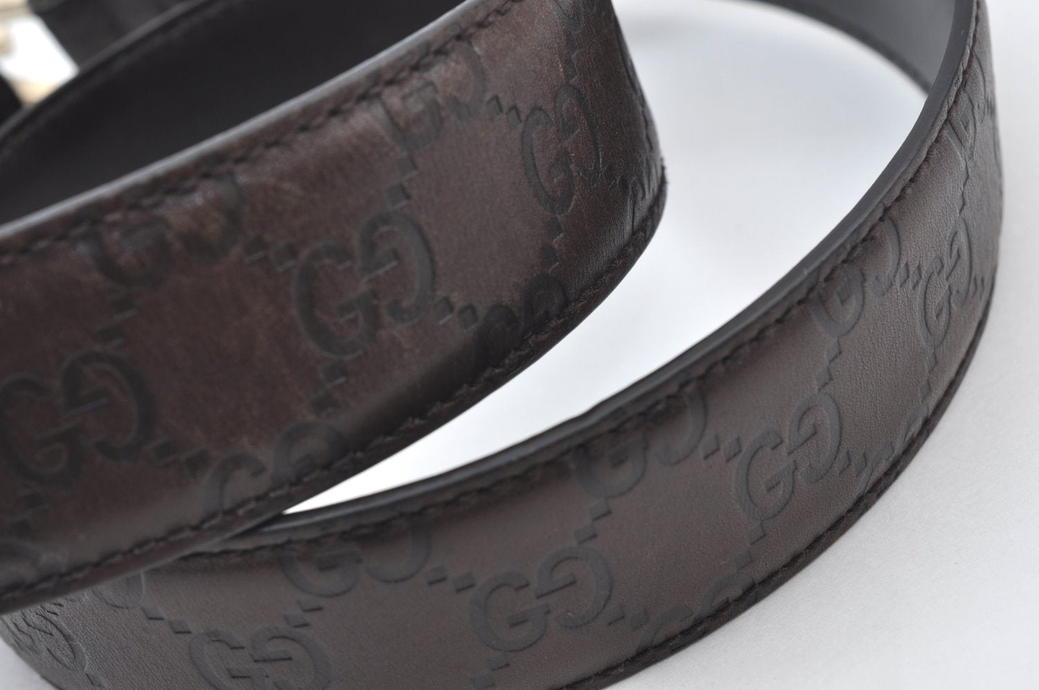 Authentic GUCCI Guccissima Interlocking Belt GG Leather 33.5