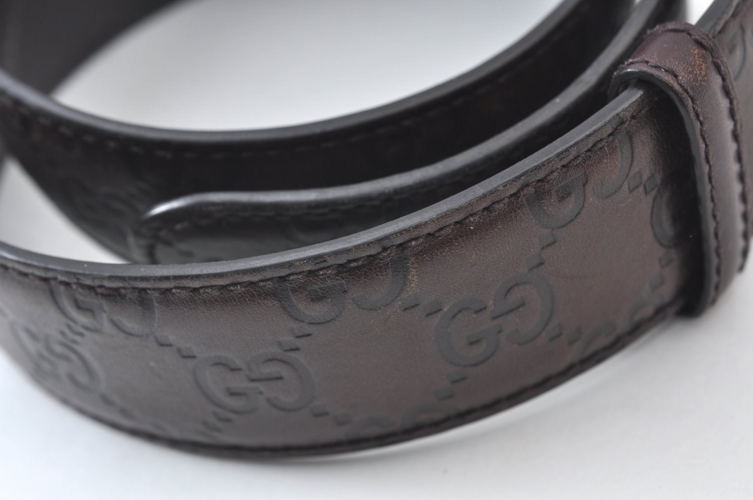 Authentic GUCCI Guccissima Interlocking Belt GG Leather 33.5