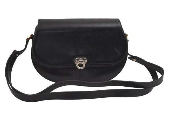 Authentic Christian Dior Shoulder Cross Body Bag Purse Leather Black CD 5588J