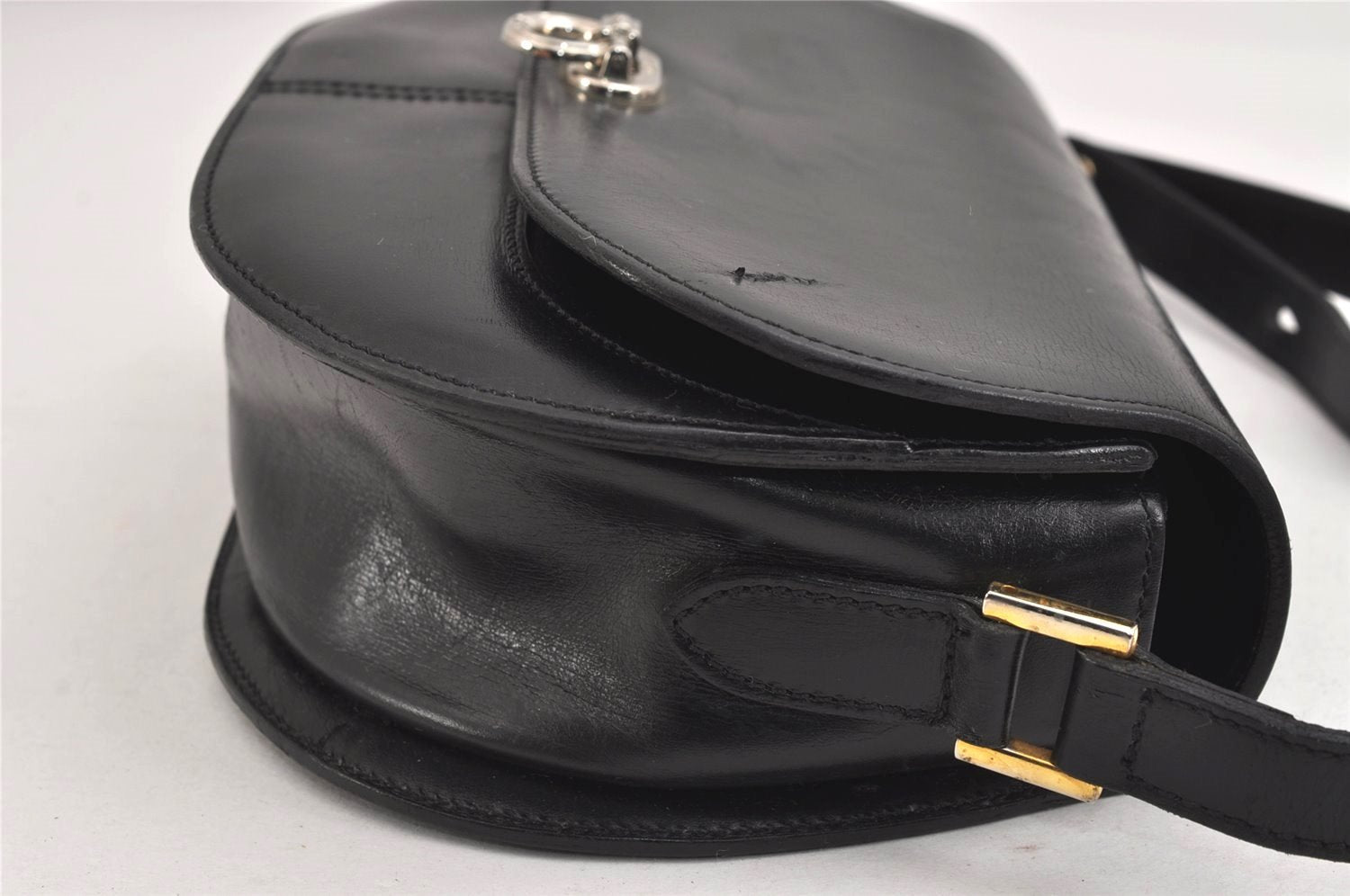 Authentic Christian Dior Shoulder Cross Body Bag Purse Leather Black CD 5588J