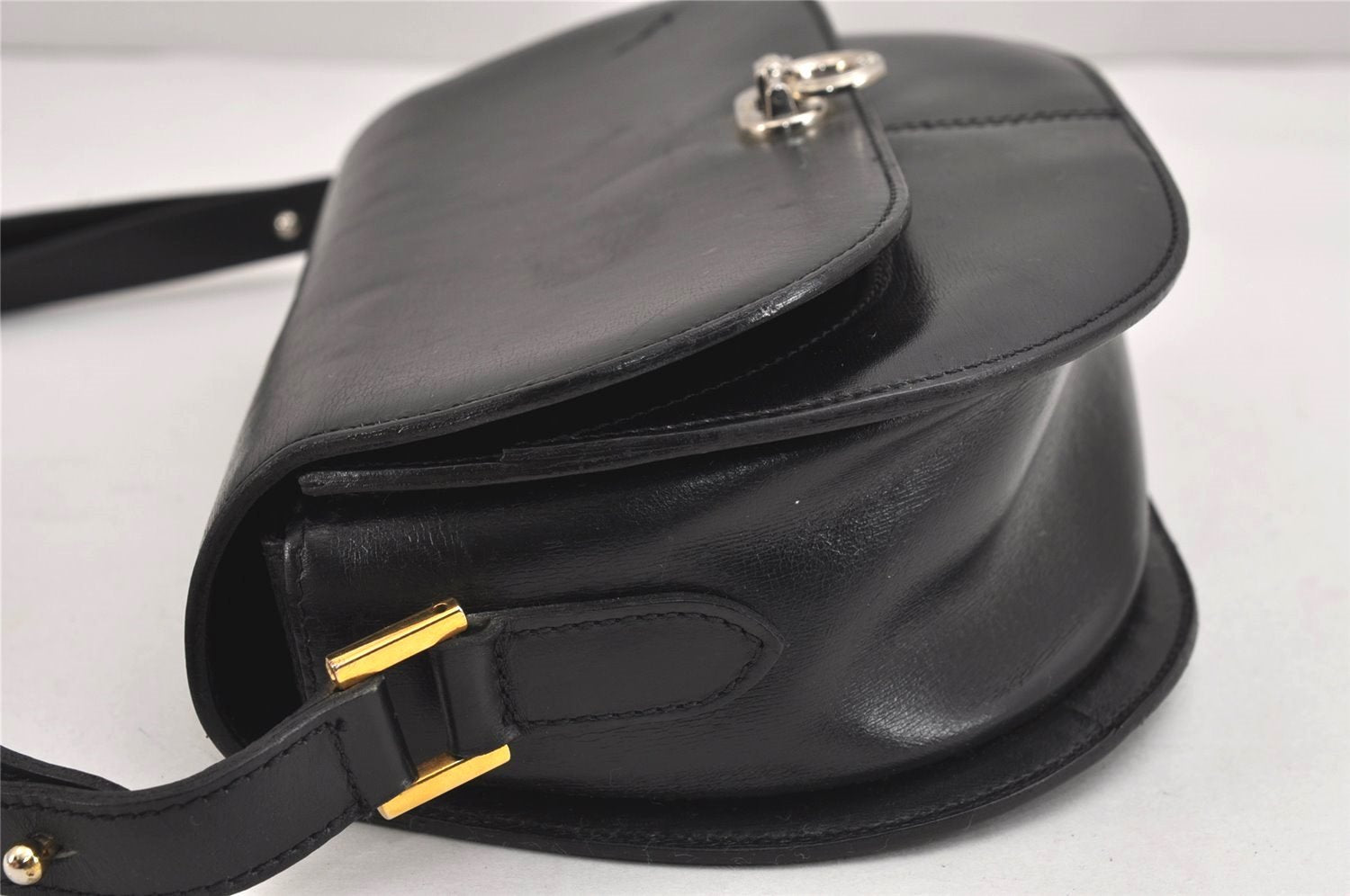 Authentic Christian Dior Shoulder Cross Body Bag Purse Leather Black CD 5588J