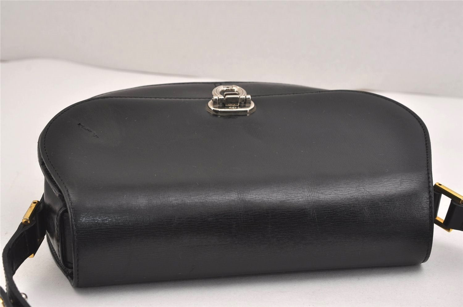 Authentic Christian Dior Shoulder Cross Body Bag Purse Leather Black CD 5588J