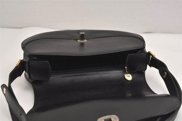 Authentic Christian Dior Shoulder Cross Body Bag Purse Leather Black CD 5588J