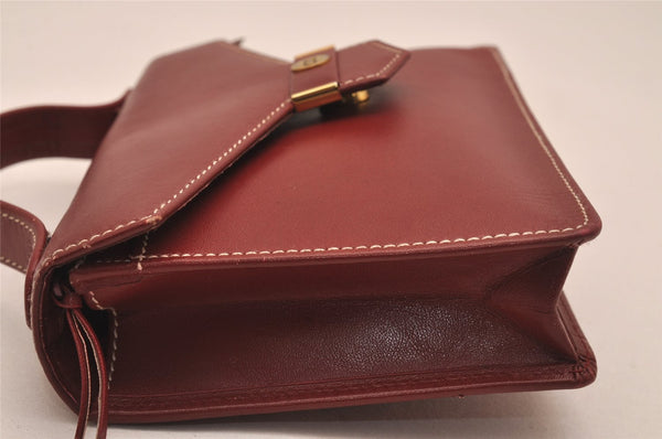 Authentic Christian Dior Vintage Hand Bag Pouch Purse Leather Red CD 5589J