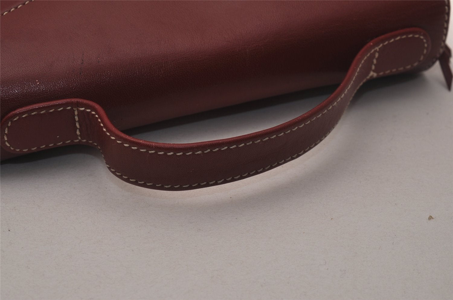 Authentic Christian Dior Vintage Hand Bag Pouch Purse Leather Red CD 5589J