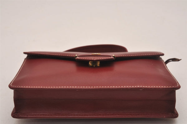 Authentic Christian Dior Vintage Hand Bag Pouch Purse Leather Red CD 5589J