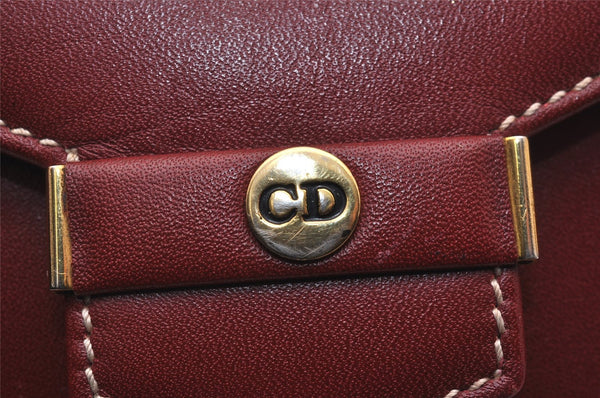 Authentic Christian Dior Vintage Hand Bag Pouch Purse Leather Red CD 5589J