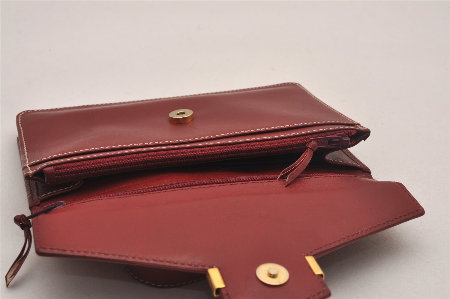 Authentic Christian Dior Vintage Hand Bag Pouch Purse Leather Red CD 5589J