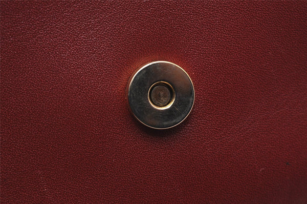 Authentic Christian Dior Vintage Hand Bag Pouch Purse Leather Red CD 5589J