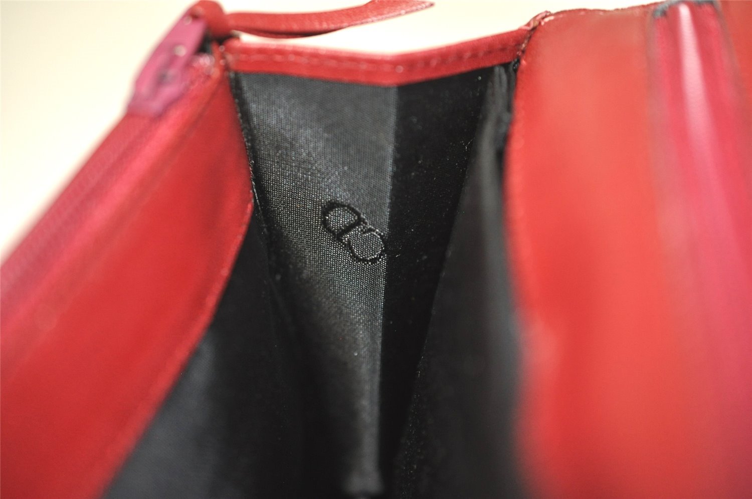 Authentic Christian Dior Vintage Hand Bag Pouch Purse Leather Red CD 5589J