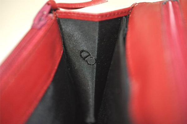 Authentic Christian Dior Vintage Hand Bag Pouch Purse Leather Red CD 5589J