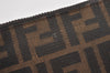 Authentic FENDI Vintage Zucca Pouch Purse Canvas Leather Brown Junk 5590I