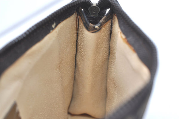 Authentic FENDI Vintage Zucca Pouch Purse Canvas Leather Brown Junk 5590I
