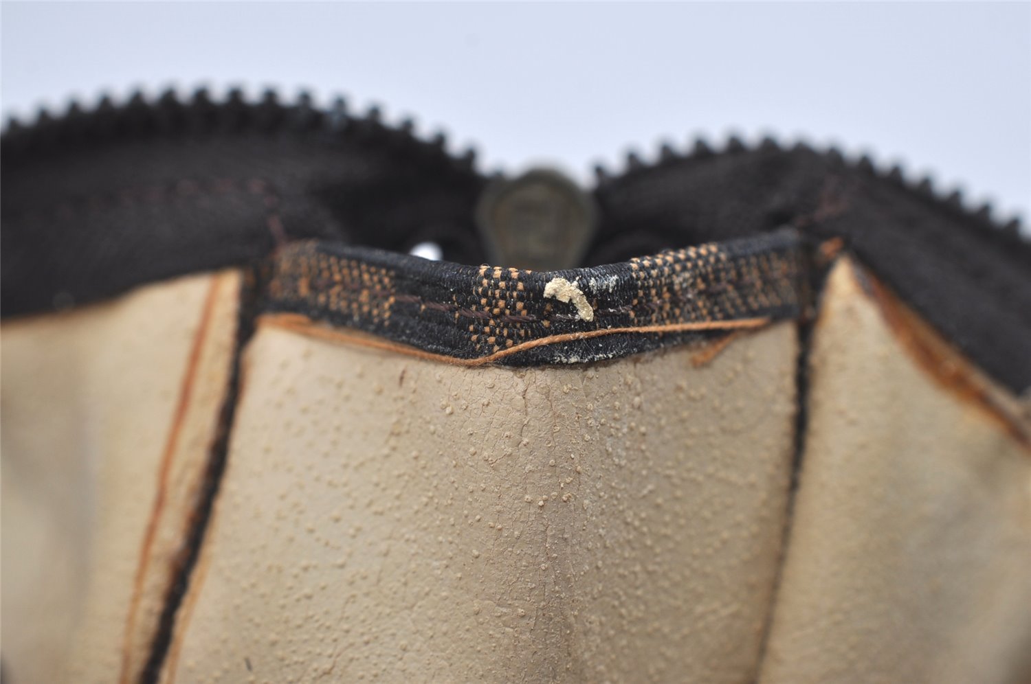 Authentic FENDI Vintage Zucca Pouch Purse Canvas Leather Brown Junk 5590I