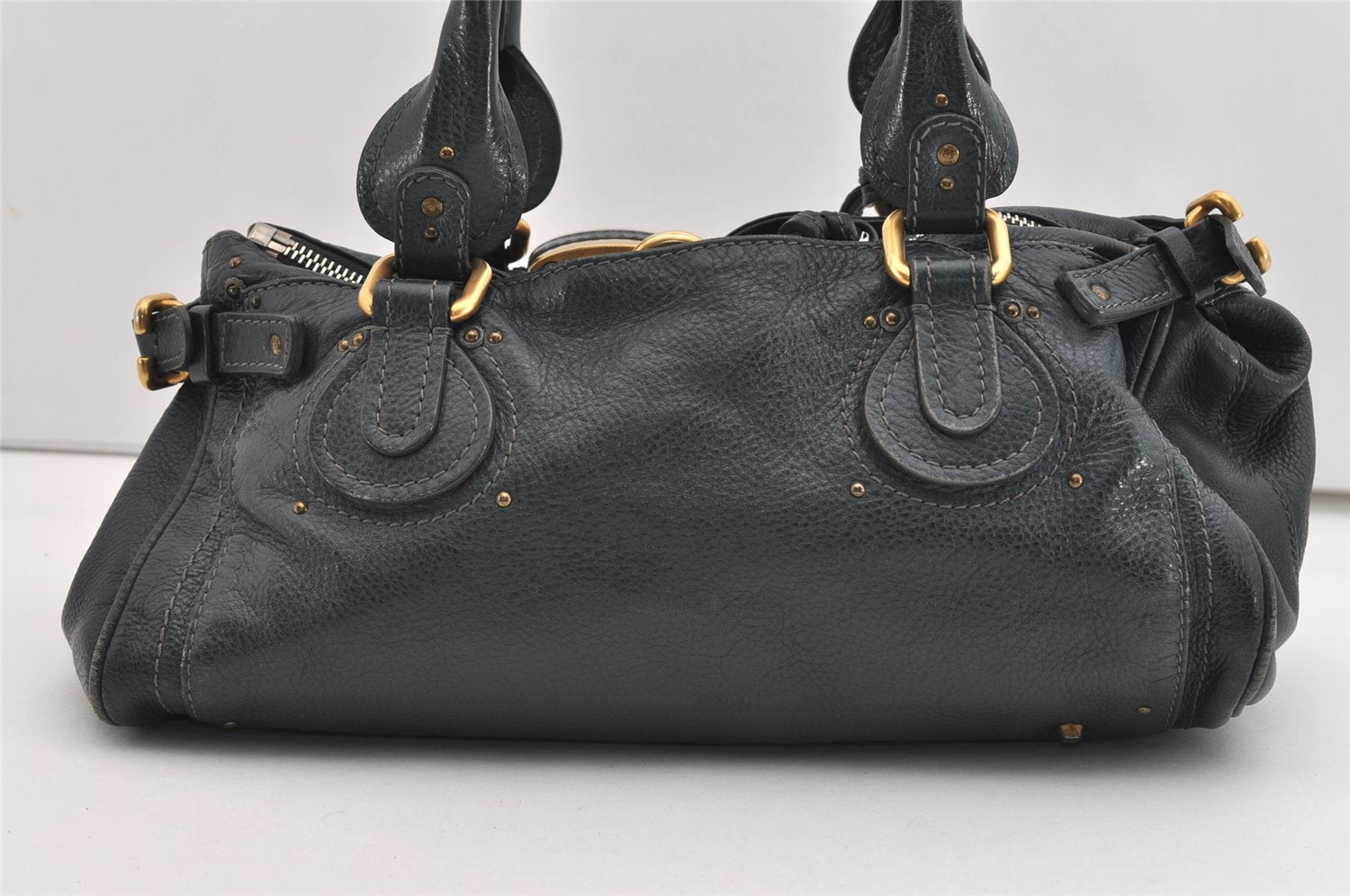 Authentic Chloe Vintage Paddington Leather Shoulder Hand Bag Navy 5590J