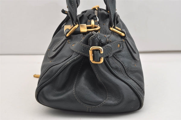 Authentic Chloe Vintage Paddington Leather Shoulder Hand Bag Navy 5590J